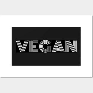 VEGAN - White Parallel Lines Against Black Background Posters and Art